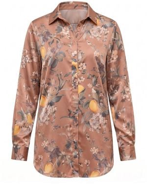 concept A trois Neutrals Oversized Shirt With An Autumn And Quince Print - Pink