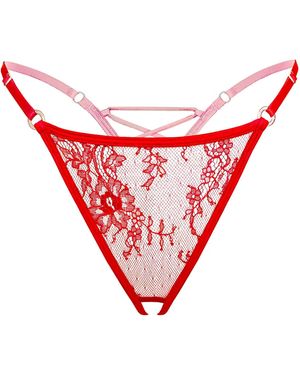 MONIQUE MORIN LINGERIE Moonstruck Thong Ouvert Fire - Red