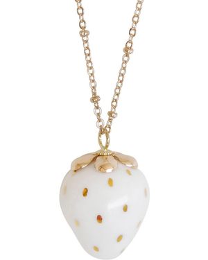 POPORCELAIN Golden White Porcelain Strawberry Necklace - Metallic