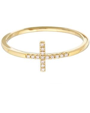 KAMARIA Cross Ring With Diamonds - Metallic