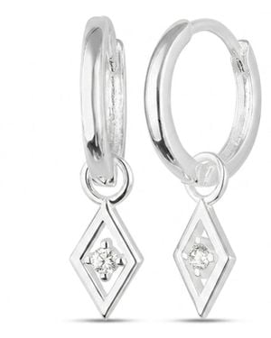 Spero London Sterling Rhombus Pave Spike Drop Earrings - White