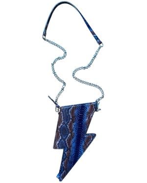 Any Old Iron Snake Leather Lightning Bag - Blue