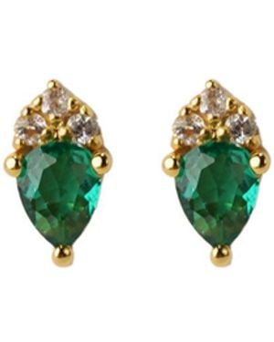 NASI SILVER Pear Atarah Studs- Crystal Spinel - Green
