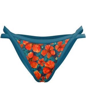 Blackbough Swim Minna Split Side-Strap Tease Bottoms Paradise Blooms - Blue