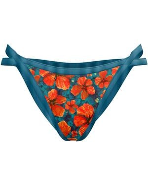 Blackbough Swim Minna Split Side-Strap Tease Bottoms Paradise Blooms - Blue