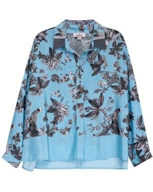 Niza Bohemian Shirt With Paisley Print And Belt - Blue