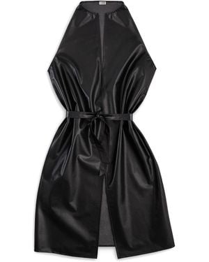 Victoria Slavinskaia Leather Halterneck Dress - Black