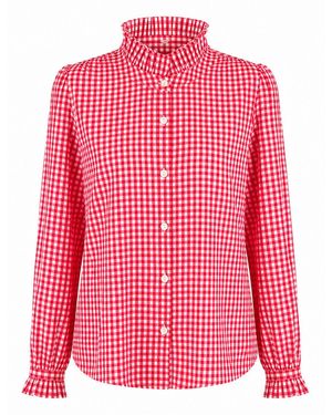 Luella Fashion Carron Cotton Blouse Gingham Pattern - Pink