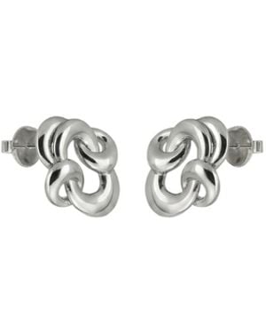 Gutta Design Knot Earring Rhodium Plated - White