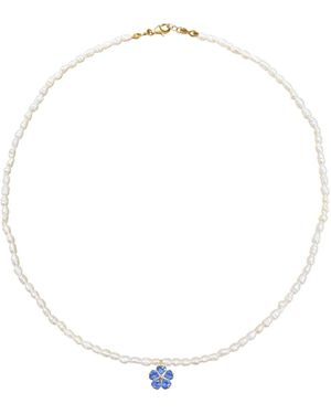 Agora Jewellery Forget Me Not Pearl Necklace - White