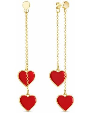 Rejected Hearts Club Single Hearted Girl Double Sided Heart Charm Earrings - Red