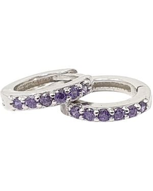 Sophelia Amethyst February Birthstone Small Huggie Hoops - White