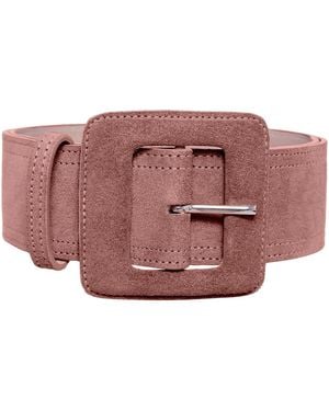 BeltBe Suede Square Buckle Belt - Pink