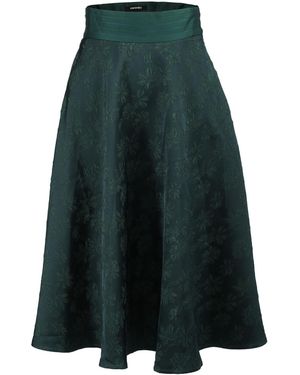 Smart and Joy Flared Jacquard Skirt - Green