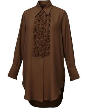 Lindsay Nicholas New York Tuxedo Shirt Dress - Brown