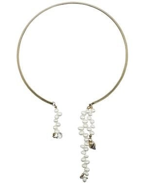 Babaloo Pearl Cluster Cuff Necklace - Brown