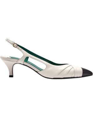 Florrie London Maude 50Mm Slingback Leather Pump Ivory - Metallic