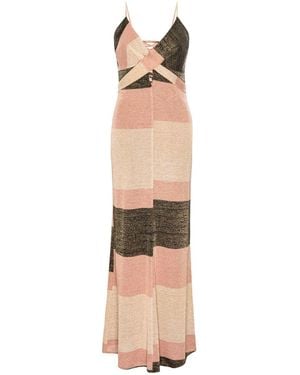LAHIVE Neutrals Betty Stripe Knit Criss Cross Dress - Natural