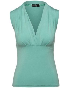Conquista Mint Sleeveless Faux Wrap Top - Green