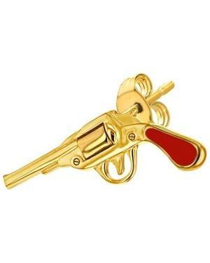 True Rocks Enamel &18Kt Plated Retro Pistol Stud - Metallic