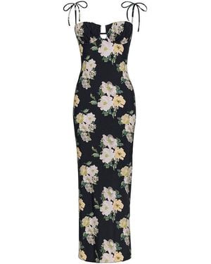 Montce Liz Floral Petal Long Slip Dress - White