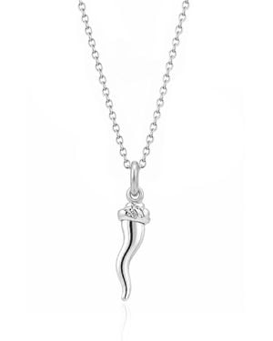 Unaloe Sterling Italian Horn Necklace With Sculptural Hat Detail - Metallic