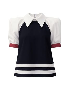 Julia Allert Designer Puff Sleeve Blouse – - Blue