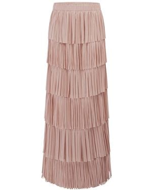 Smart and Joy Tiered Frill Mesh Skirt - Pink
