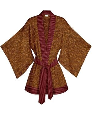 Artemis Muse One Of A Kind Recyled Sari Kimono Unique One Hundred And Fifteen - Brown