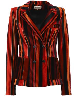 Julia Allert Retro Striped Jacket- Velvet Burgundy - Red