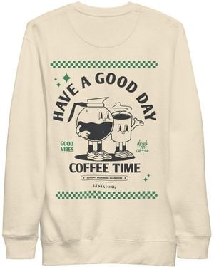 Anchor and Crew Neutrals Bone Gustatory Have A Good Day Cotton Blend Embroidered Sweatshirt - Natural