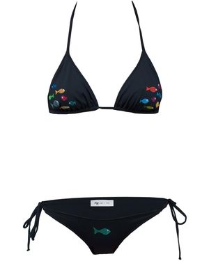 My Pair Of Jeans Sexyfish Embroidered Bikini - Black
