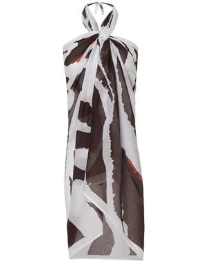 DHARA SHETH DUBAI Into The Wild Zebra Animal Print Resort Halter-Style Cotton Sarong - Multicolour