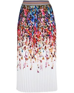 Lalipop Design Floral Print Pleated Midi Skirt – Recycled Fabric - White