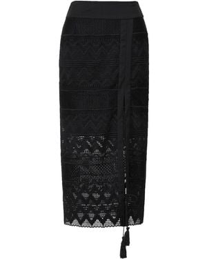 Smart and Joy Geometrical Lace Midi Skirt - Black