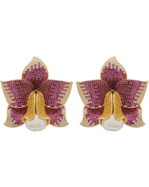 LÁTELITA London Daffodil With Pearl Earrings Ruby Cz - Red
