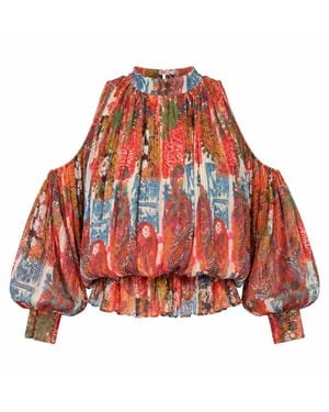 Mohala Grey Nalu Blouse - Red