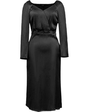 Smart and Joy Heart Cleavage Satin Dress - Black