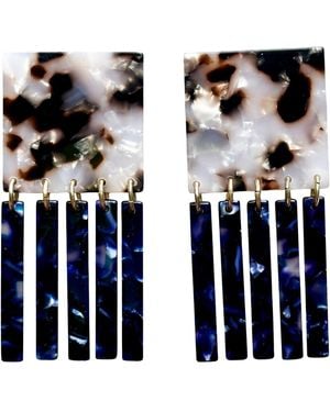 CLOSET REHAB Square Fringe Earrings - Blue