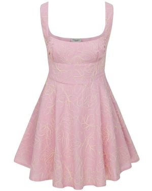 Thisisu Collection Serenette Dress -Cotton Mini Dress With Delicate Embroidery & Built-In Shorts Lining - Pink