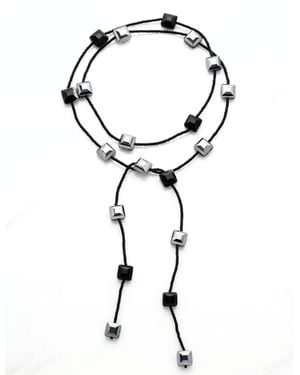 Jaredjamin Juno Glass & Crystal Lariat - Black