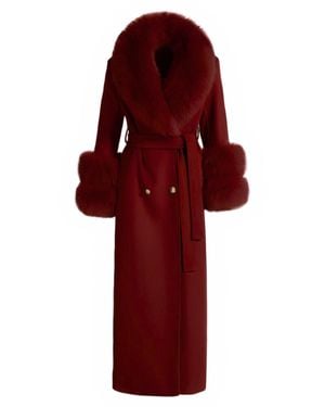 Hortons England Mayfair Cashmere Coat Burgundy - Red