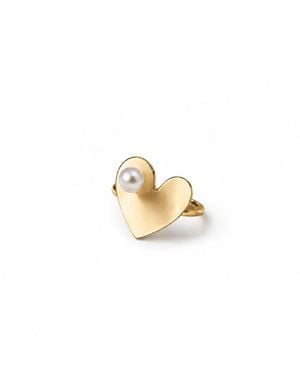Silver Moon Pearl Ray-Plated Sterling Ring - Metallic