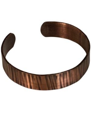 Anatoliacraft Chunky Handmade Dark Copper Textured Cuff Bracelet - Brown