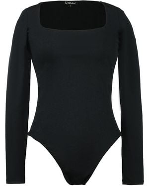 Smart and Joy Square Necklinbe Bodysuit - Black