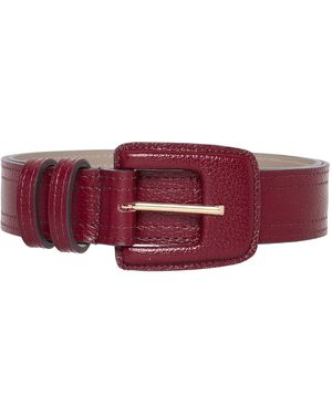 BeltBe Leather Rectangle Buckle Belt - Red