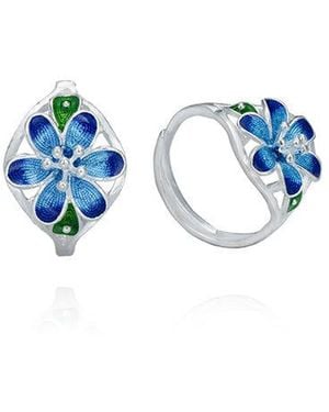 Far East Jewelry Handmade Spring Fairy Ring & Enamel - Blue