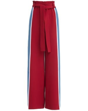 Julia Allert Belted High Waist Wide Leg Trousers – Burgundy - Red