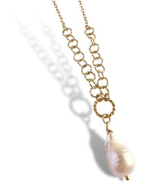 LINYA JEWELLERY Chain Big Baroque Pearl Necklace - Metallic