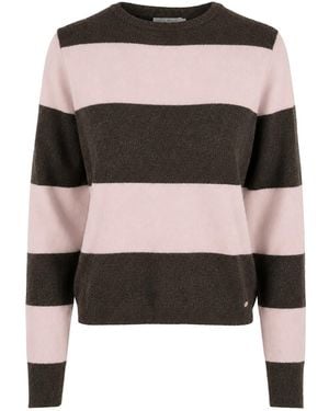tirillm Sasha Basic Cashmere Pullover With Round Neck, Stripes - Black